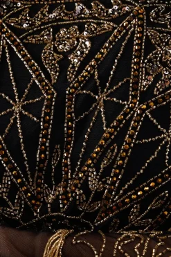 Premium Sun Hand Embellished Sequin Fringe Bead Mini Dress