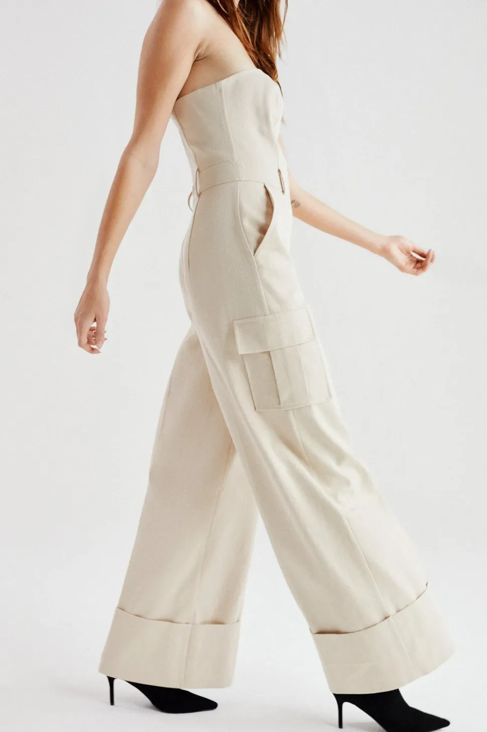 Premium Tailored Cargo Wide Leg Jumpsuit