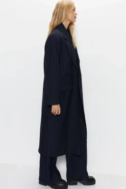 Premium Tailored Pinstripe Duster Coat