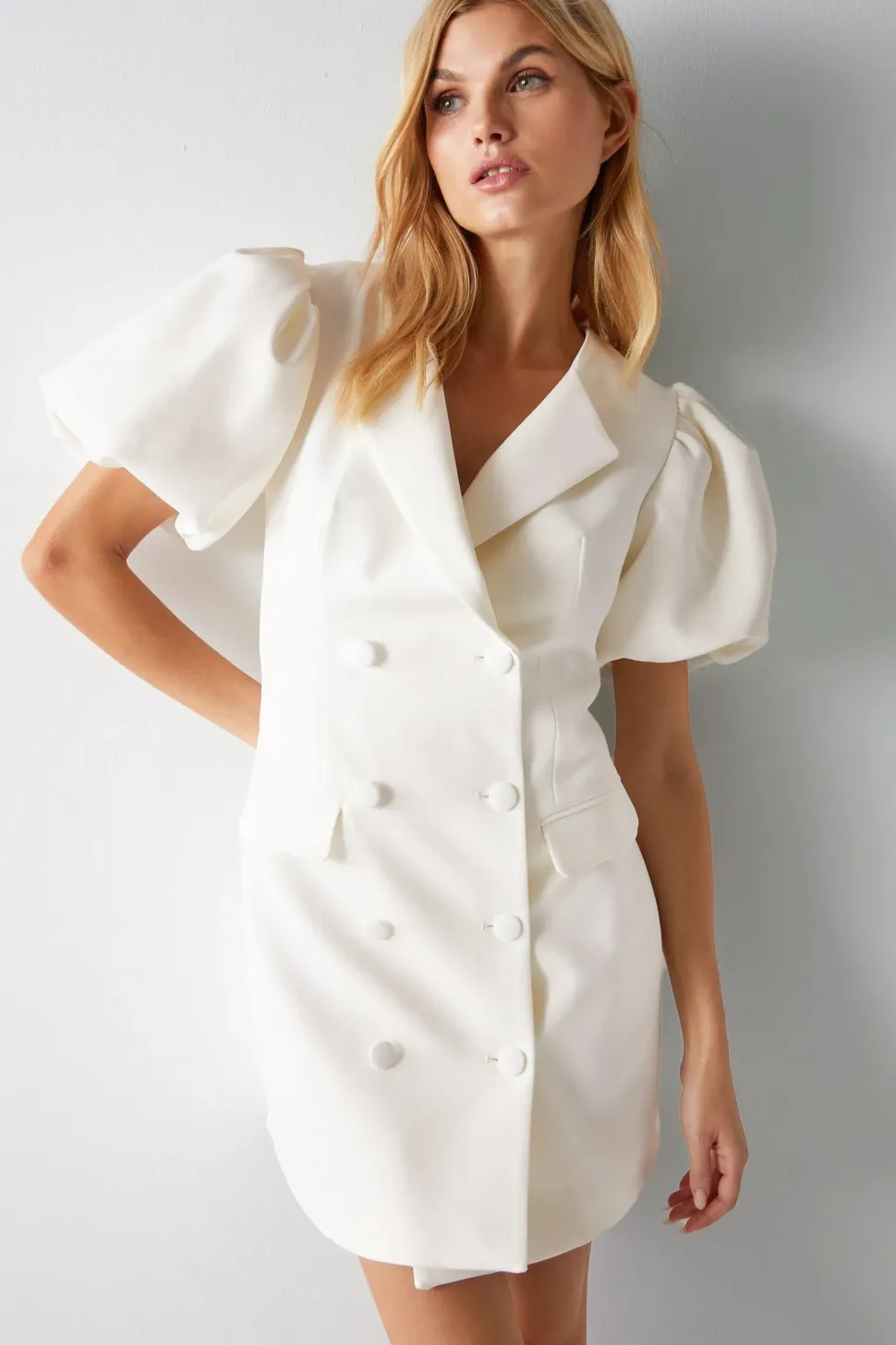 Premium Tailored Wrap Over Mini Dress