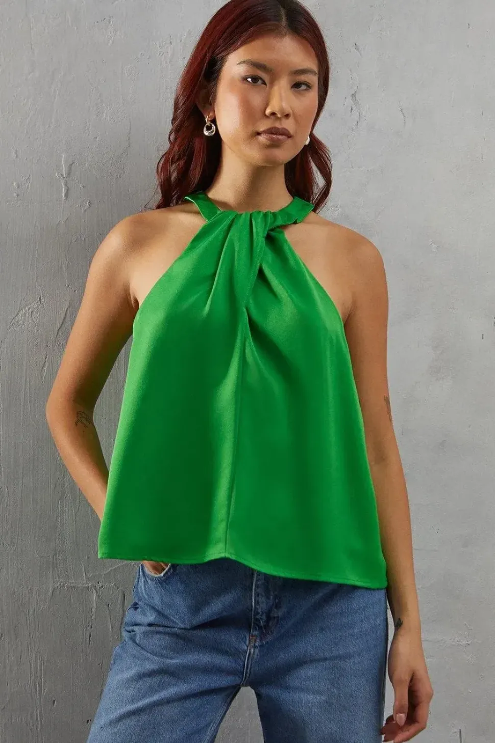 Premium Twist Neck Satin Top