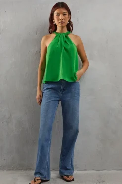 Premium Twist Neck Satin Top