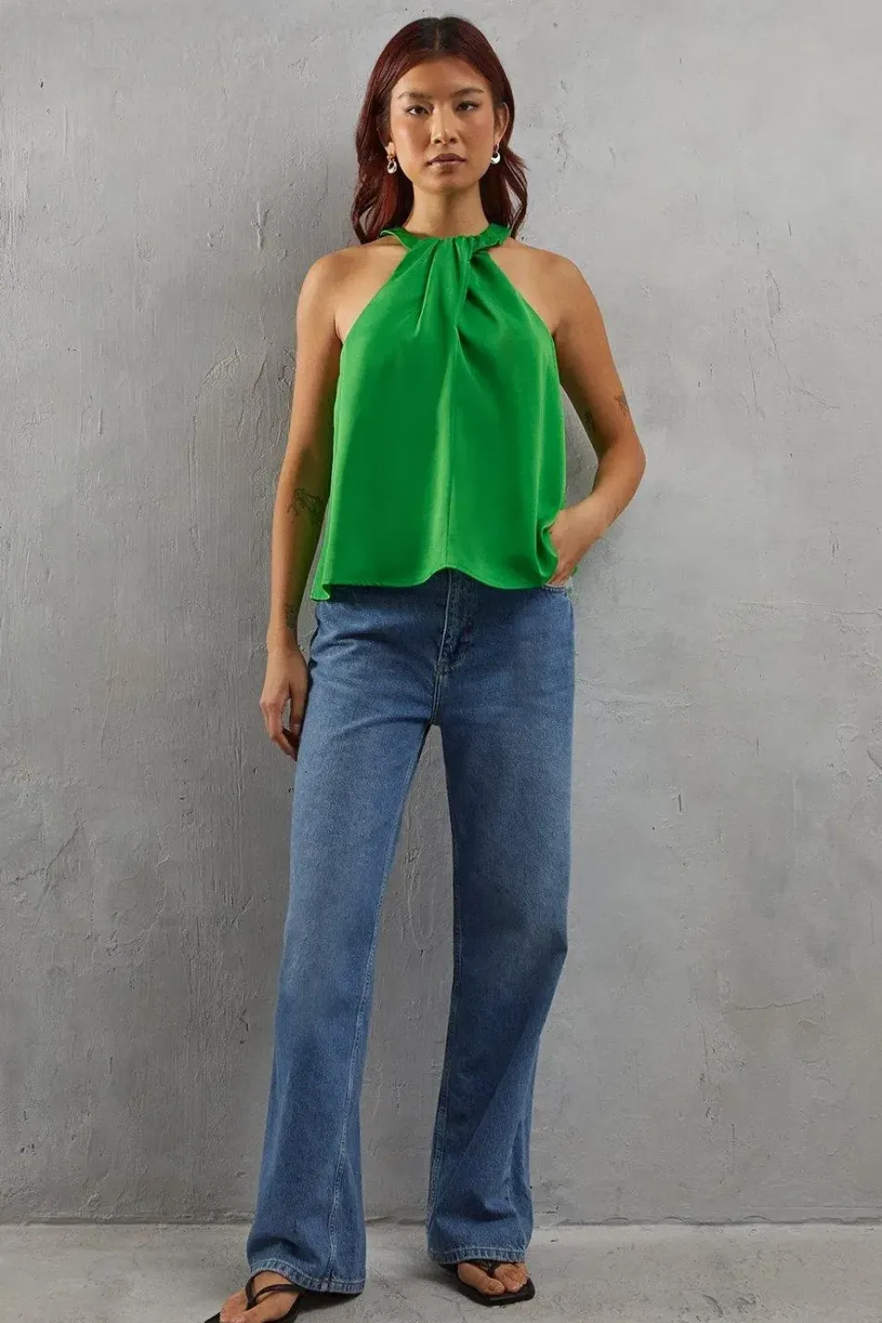 Premium Twist Neck Satin Top