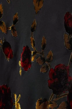 Premium Velvet Chiffon Mix Frill Strappy Midaxi Dress