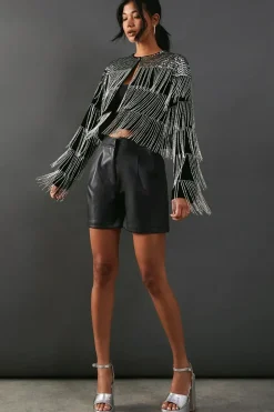 Premium Velvet Hand Embellished Sequin Fringe Jacket