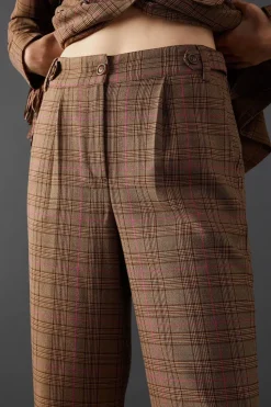 Premium Wide Leg Heritage Check Trousers