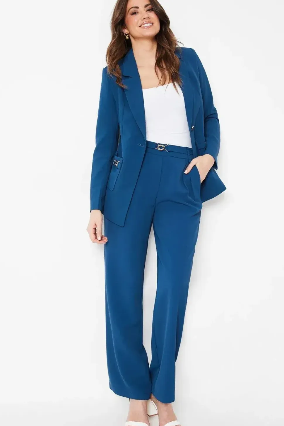 Premium Wide Leg Trouser With Trim Detail
