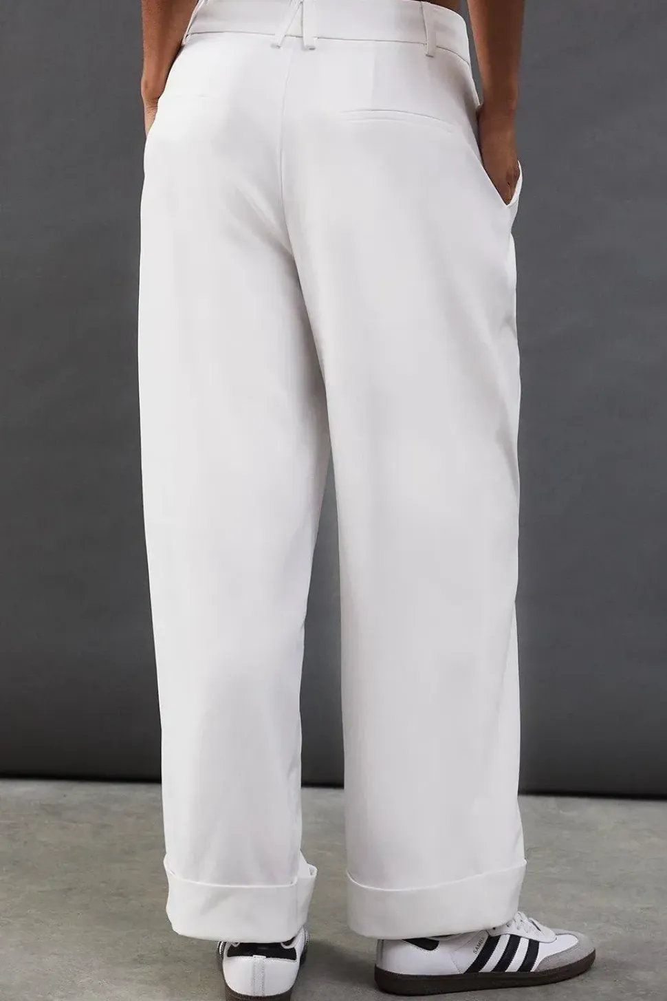 Premium Wide Leg Turn Up High Waisted Trouser