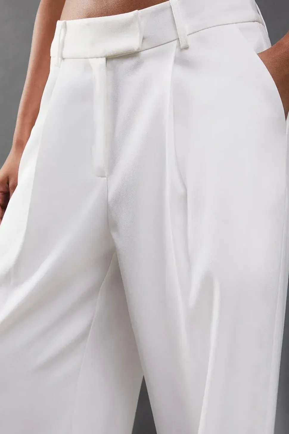 Premium Wide Leg Turn Up High Waisted Trouser