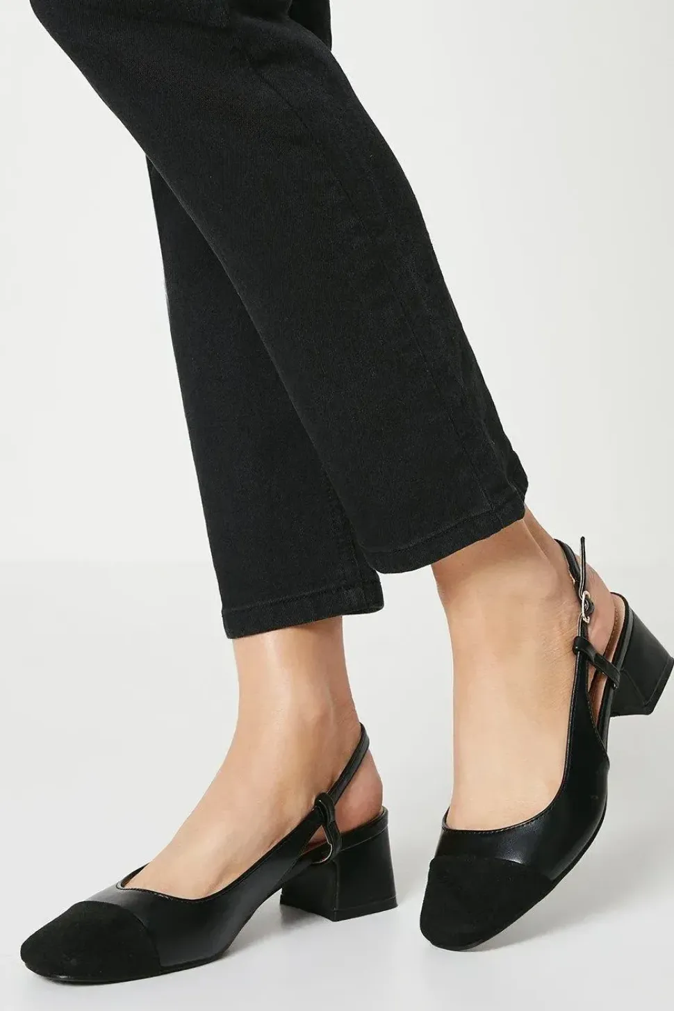 Principles: Clementine Square Toecap Low Block Heel Courts