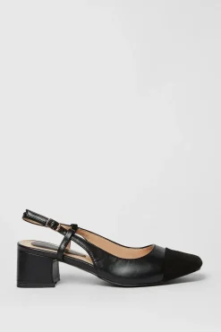 Principles: Clementine Square Toecap Low Block Heel Courts