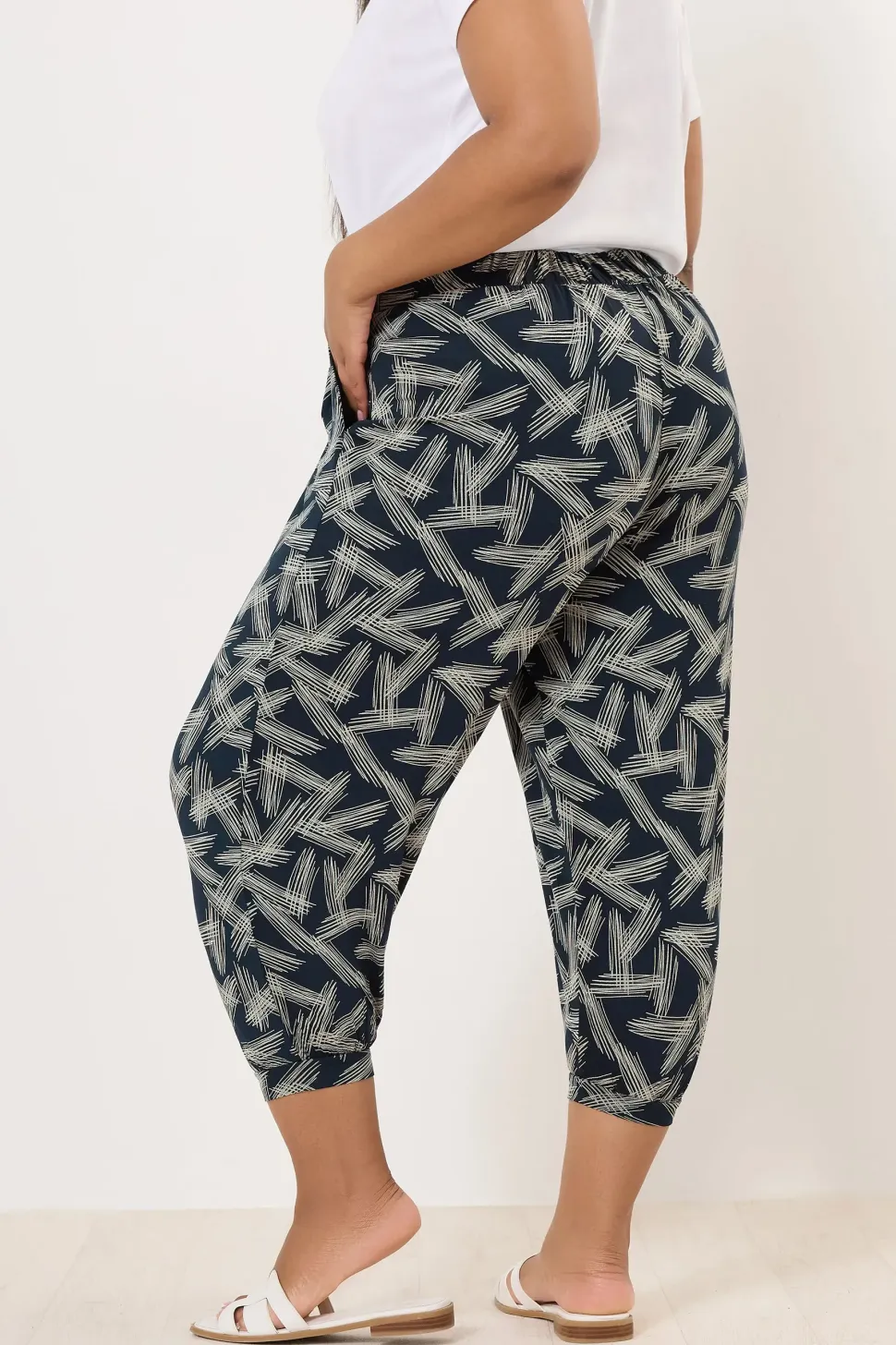 Print Cropped Harem Joggers