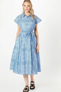 Printed Belted Shirt Dress