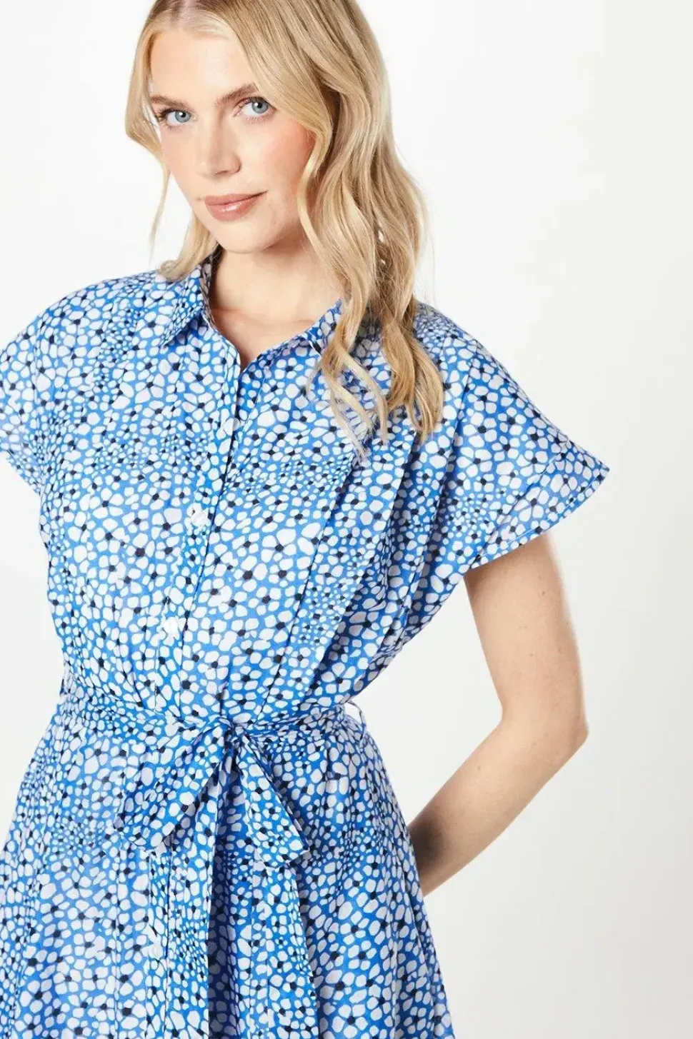 Printed Belted Shirt Dress