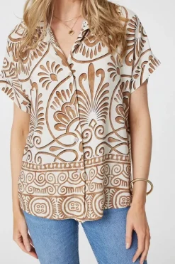 Printed Button Down Short Sleeve Shirt