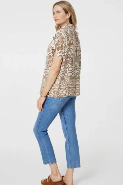 Printed Button Down Short Sleeve Shirt