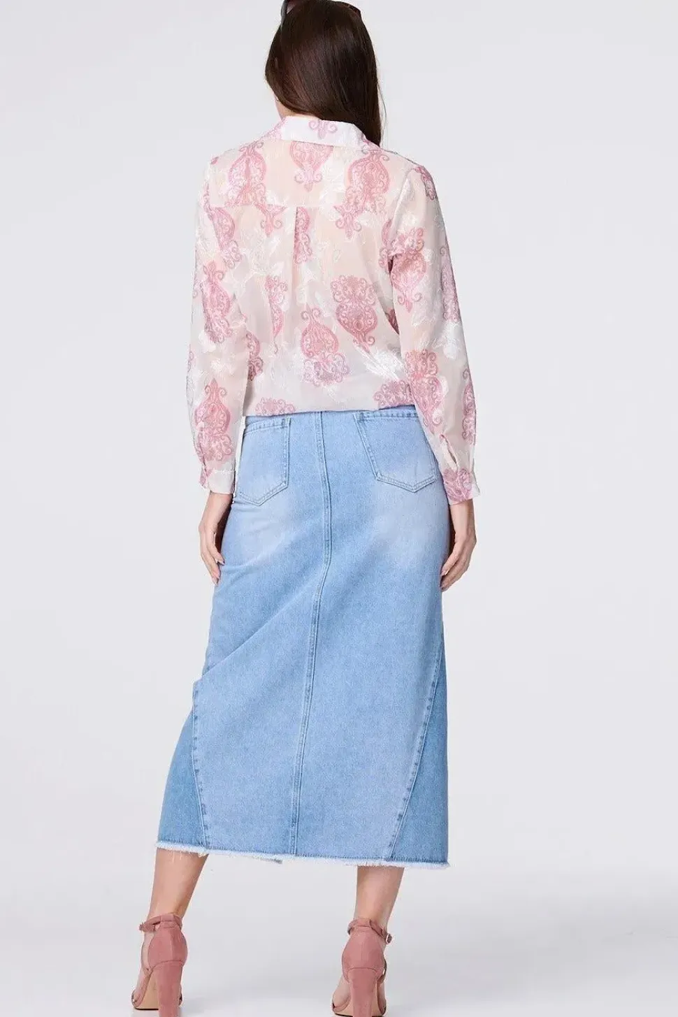 Printed Button Down Tie Front Shirt