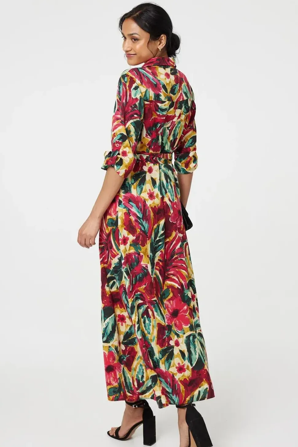 Printed Button Front Shirt Dress