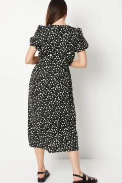 Printed Button Through Midi Dress