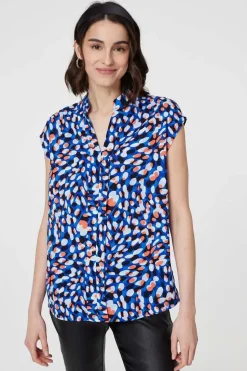Printed Cap Sleeve Blouse Top