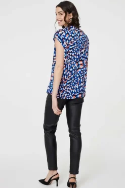 Printed Cap Sleeve Blouse Top