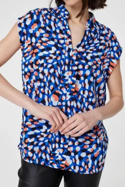 Printed Cap Sleeve Blouse Top