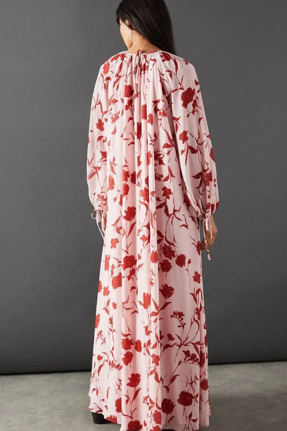 Printed Chiffon High Neck Trapeze Maxi Dress