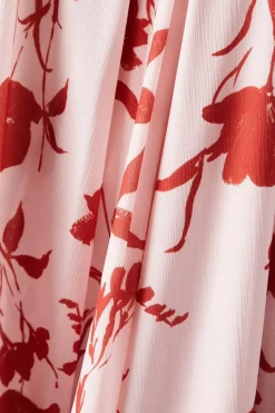 Printed Chiffon High Neck Trapeze Maxi Dress
