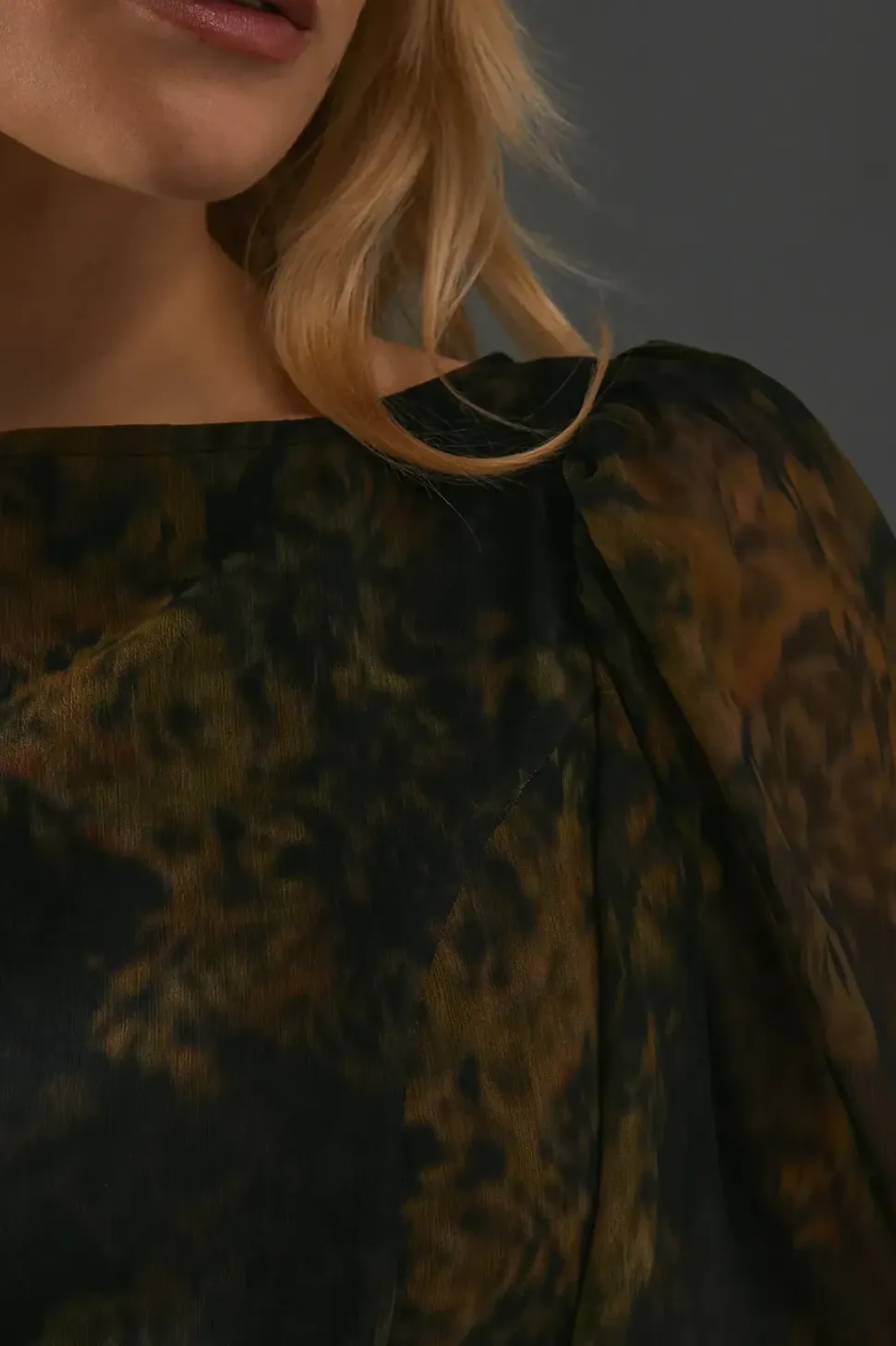 Printed Chiffon Long Sleeve Maxi Dress