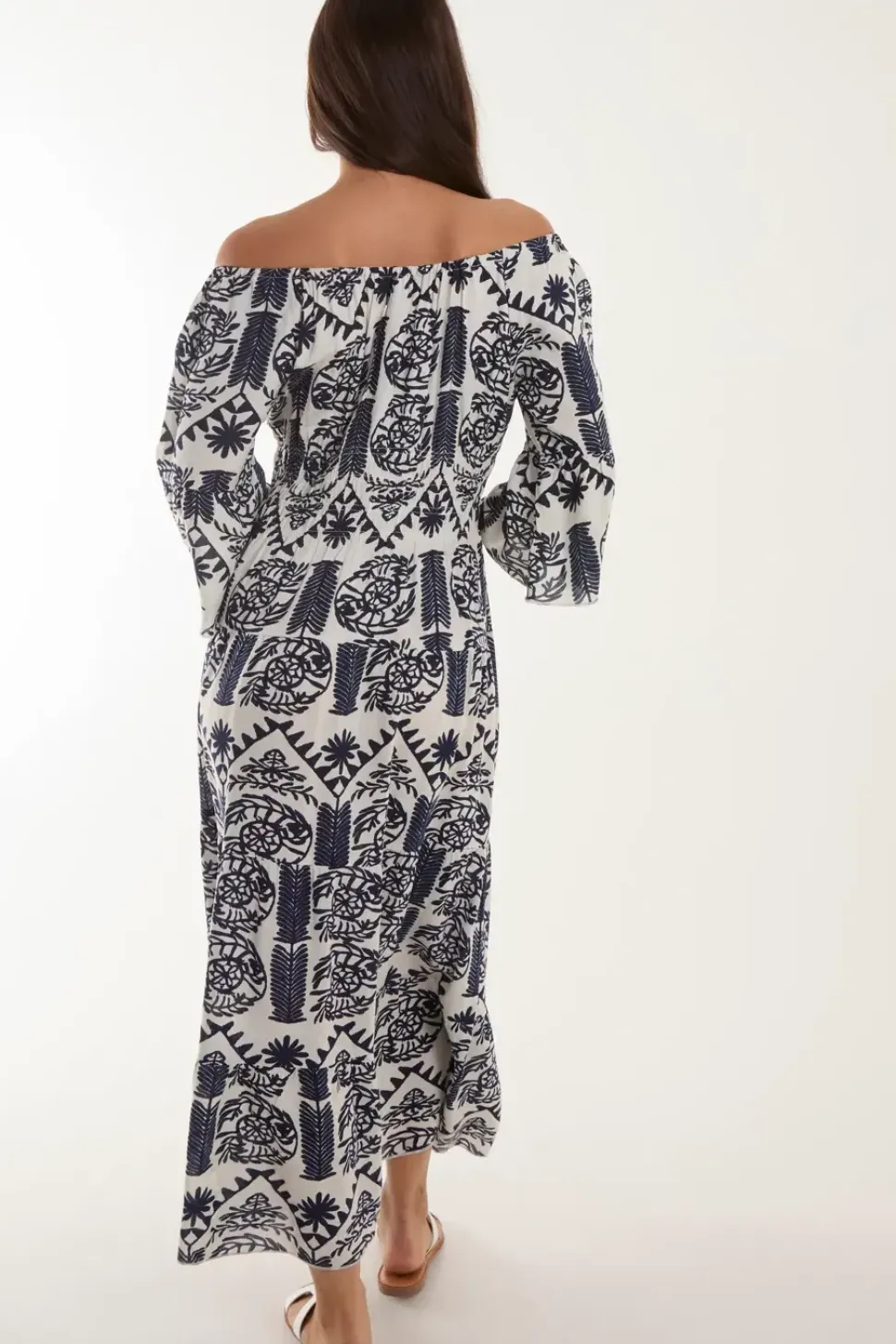 Printed Coconut Button Dress