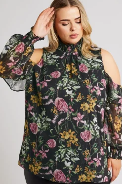 Printed Cold Shoulder Blouse