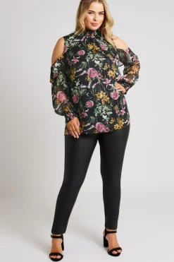Printed Cold Shoulder Blouse