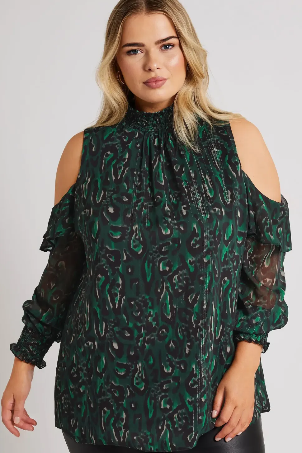 Printed Cold Shoulder Blouse