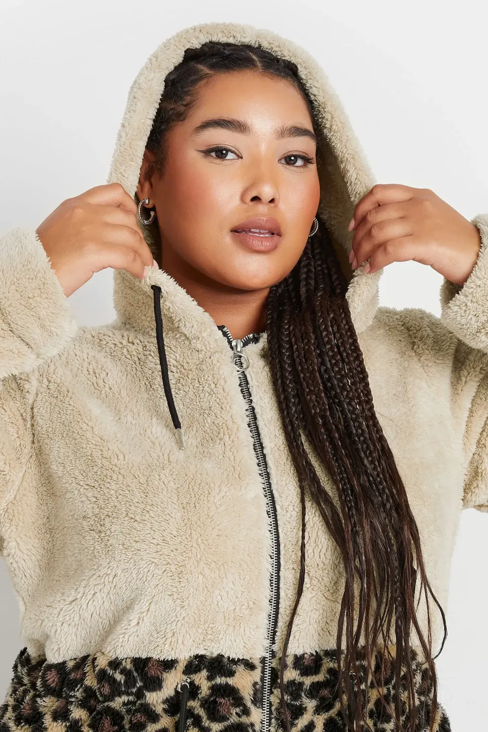 Printed Colour Block Fleece Jacket