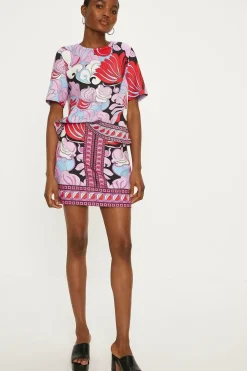 Printed Crepe Mini Skirt