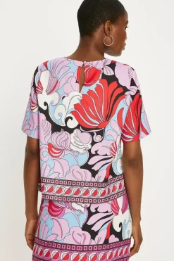 Printed Crepe Mini Skirt