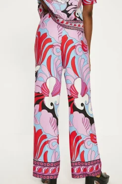 Printed Crepe Straight Leg Trouser