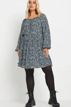 Printed Crinkle Tie Neck Blouse