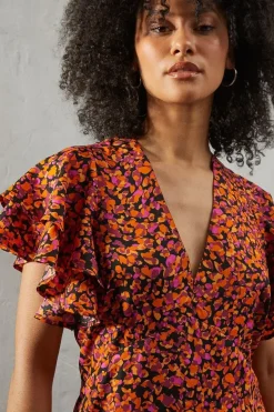 Printed Detail Midi Tea Dress