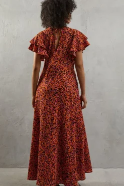 Printed Detail Midi Tea Dress