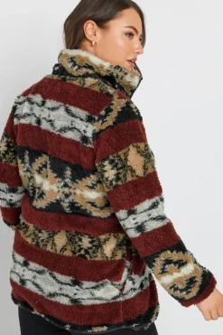 Printed Faux Fur Toggle Jacket