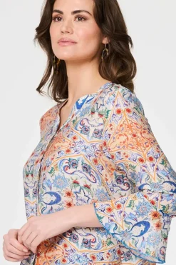 Printed 3/4 Flute Sleeve Blouse
