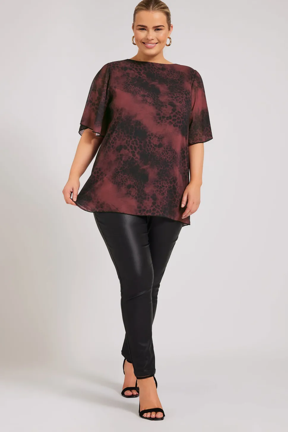 Printed Flutter Sleeve Blouse