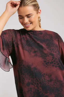 Printed Flutter Sleeve Blouse