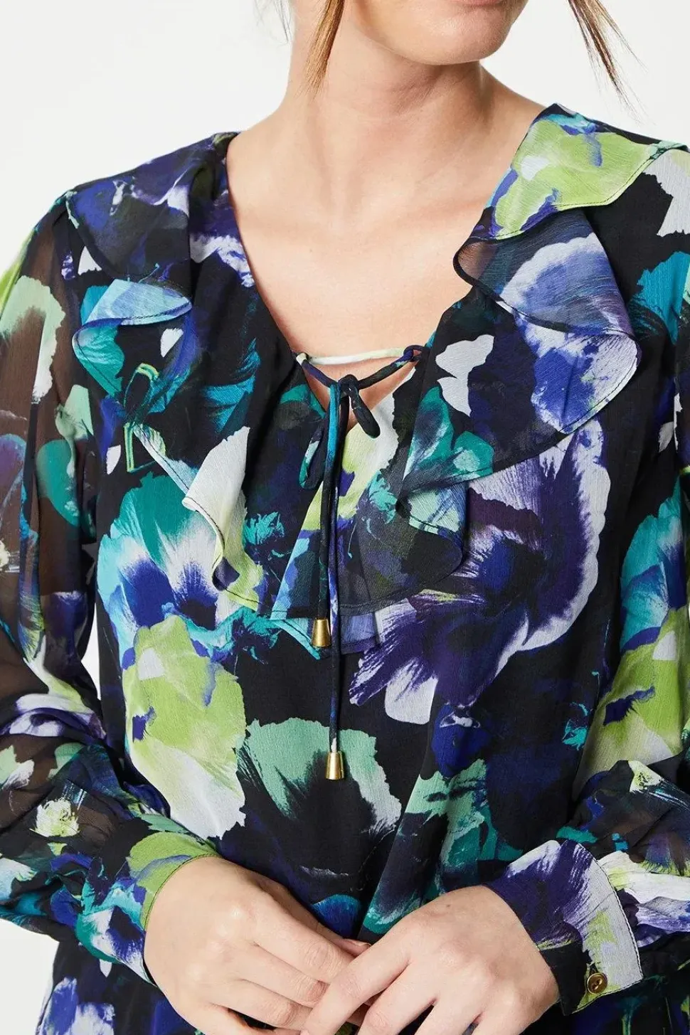 Printed Frill Shift Dress