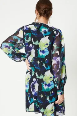 Printed Frill Shift Dress