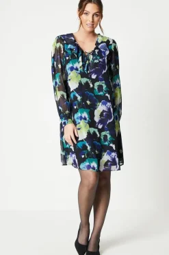 Printed Frill Shift Dress