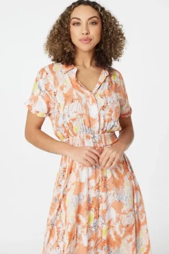 Printed Front Pocket Shirt Dress