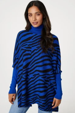 Printed High Neck Relaxed Knit Top
