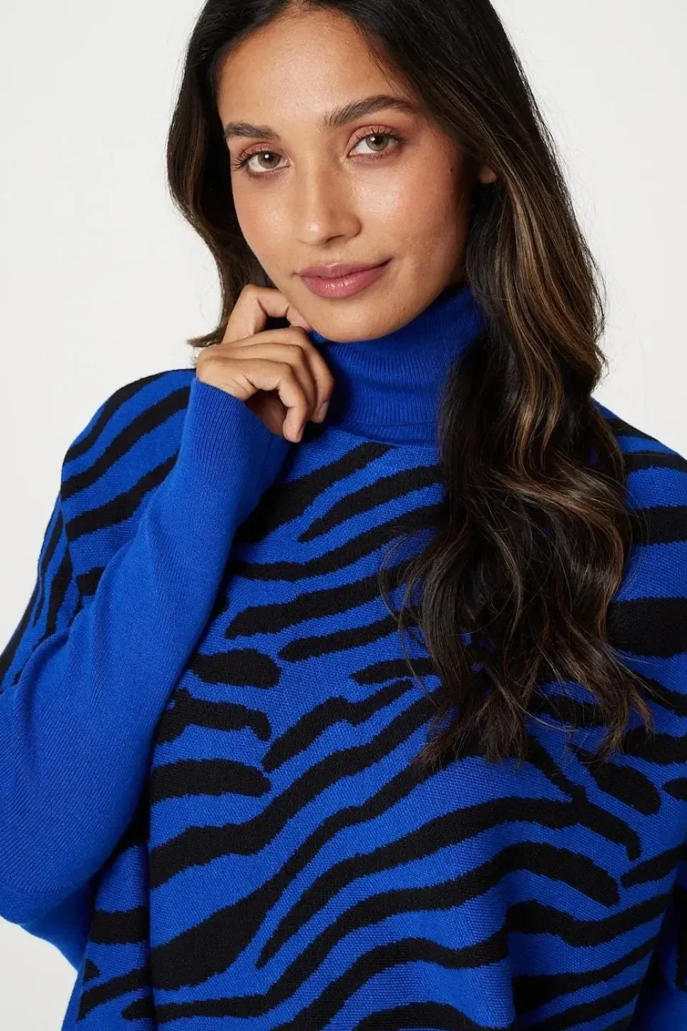 Printed High Neck Relaxed Knit Top
